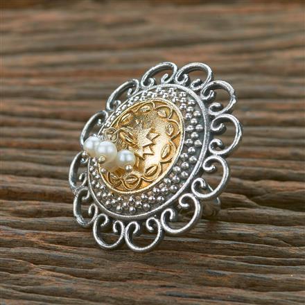 Oxidised Adjustable Ring With 2 Tone Plating