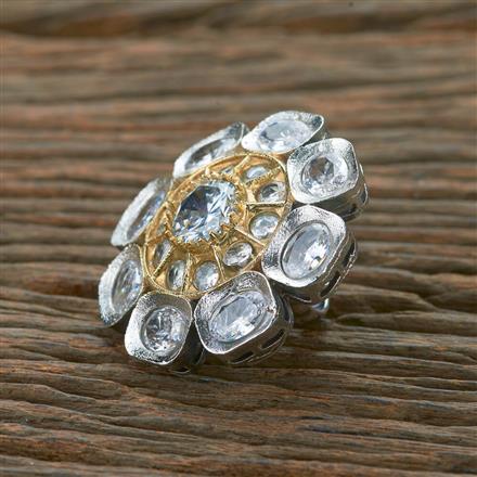 Oxidised Adjustable Ring With 2 Tone Plating