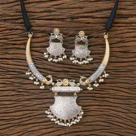 Oxidised German Silver Necklace With 2 Tone Plating