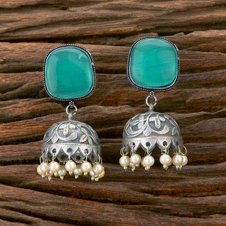 Pearl Jhumki With Oxidised Plating
