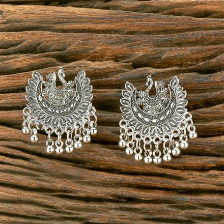 Peacock Earring With Oxidised Plating