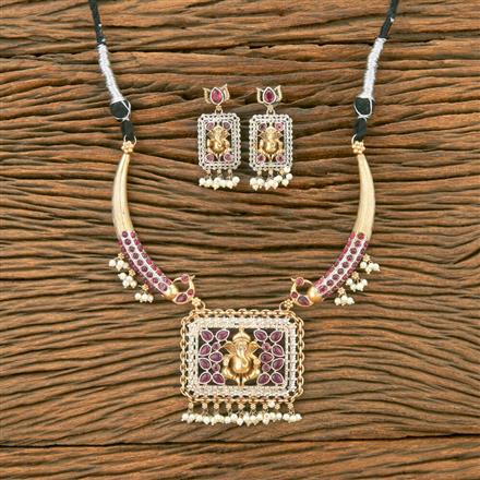 Oxidised Temple Necklace With 2 Tone Plating