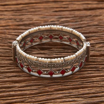 Pearl Kada With Oxidised Plating