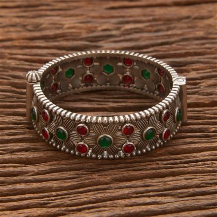 Stone Kada With Oxidised Plating