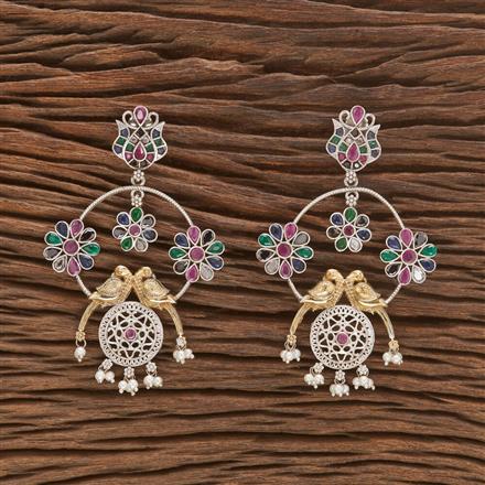 Oxidised German Silver Earring With 2 Tone Plating