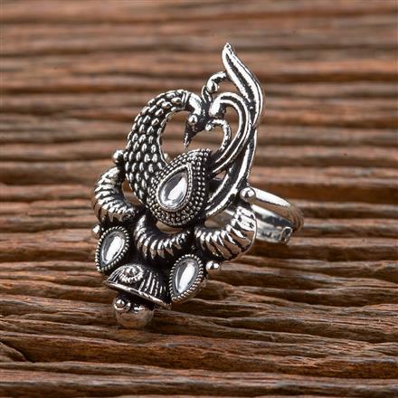 Peacock Ring With Oxidised Plating