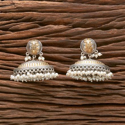 Oxidised German Silver Earring With 2 Tone Plating