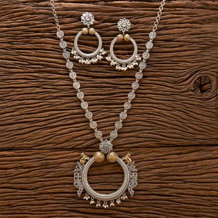 Oxidised Long Necklace With 2 Tone Plating