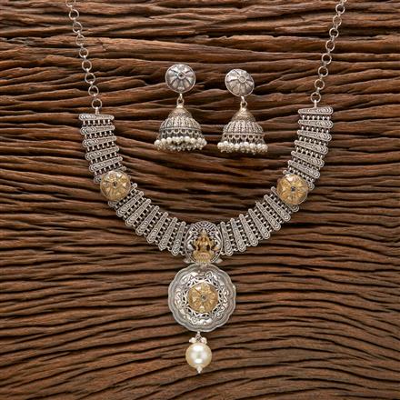 Oxidised German Silver Necklace With 2 Tone Plating