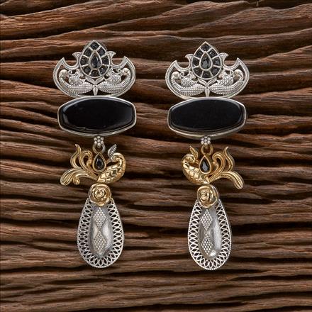 Oxidised Peacock Earring With 2 Tone Plating