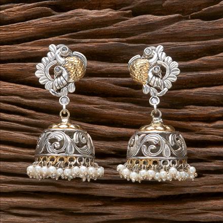 Oxidised Peacock Jhumki With 2 Tone Plating