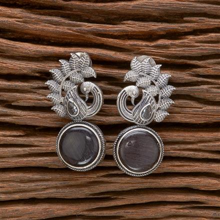 Peacock Earring With Oxidised Plating