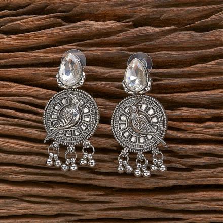 Peacock Earring With Oxidised Plating