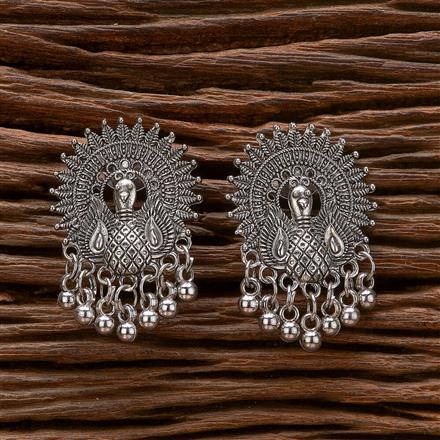 Peacock Earring With Oxidised Plating