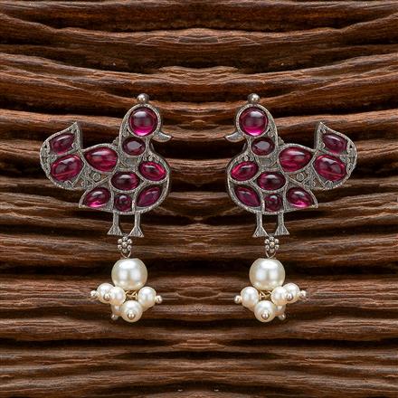 Peacock Earring With Oxidised Plating