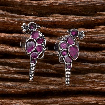 Peacock Earring With Oxidised Plating