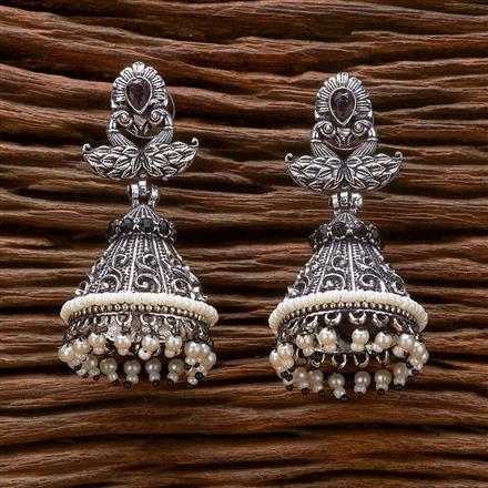 Peacock Jhumki With Oxidised Plating