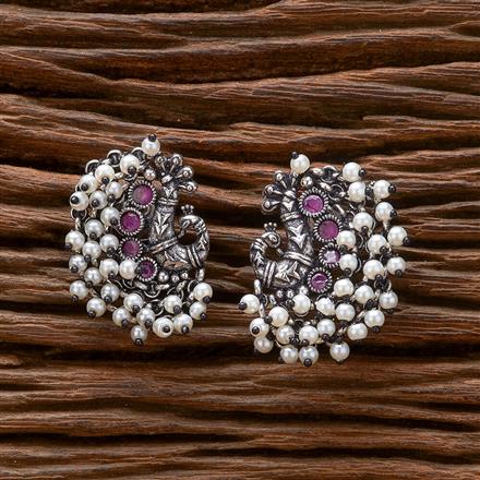 Peacock Earring With Oxidised Plating