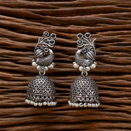 Peacock Jhumki With Oxidised Plating