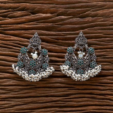 Moti Earring With Oxidised Plating