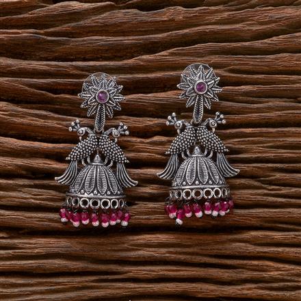 Peacock Earring With Oxidised Plating