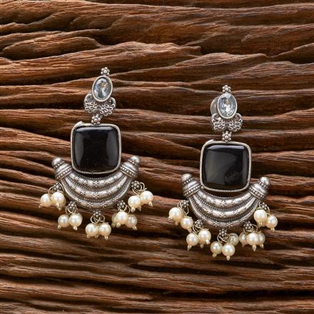 Moti Earring With Oxidised Plating