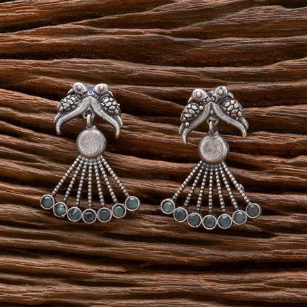 Peacock Earring With Oxidised Plating