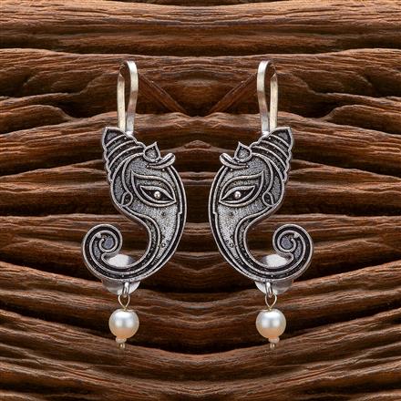 Temple Earring With Oxidised Plating