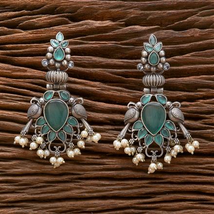 Peacock Earring With Oxidised Plating