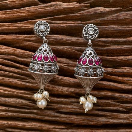 Moti Earring With Oxidised Plating