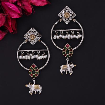 Oxidised Classic Earring With 2 Tone Plating