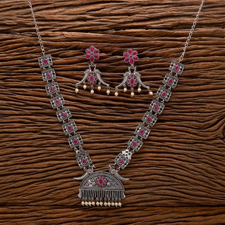 Peacock Necklace With Oxidised Plating