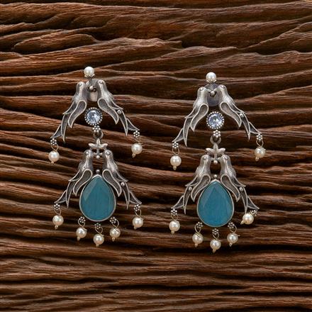 Peacock Earring With Oxidised Plating