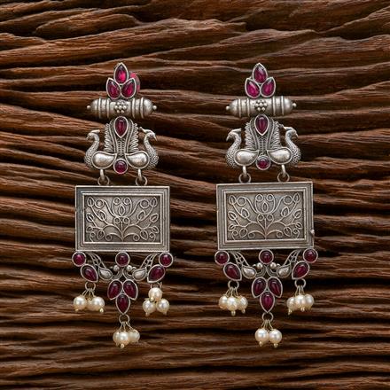 Peacock Earring With Oxidised Plating