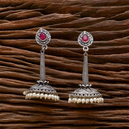 Pearl Jhumki With Oxidised Plating