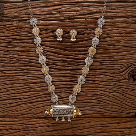 Oxidised Classic Pendant Set With 2 Tone Plating