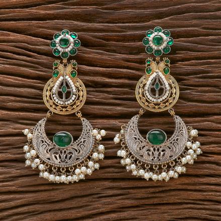 Oxidised German Silver Earring With 2 Tone Plating