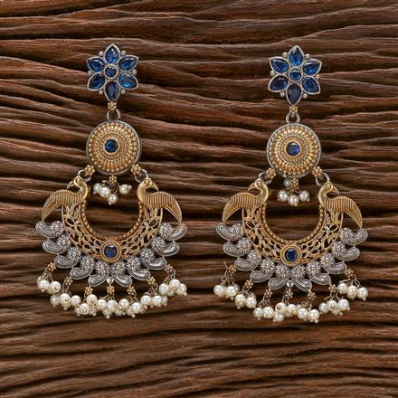 Oxidised Peacock Earring With 2 Tone Plating