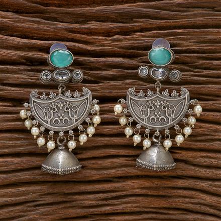 Pearl Jhumki With Oxidised Plating