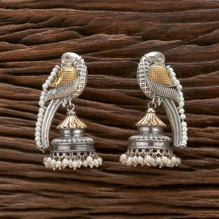 Oxidised Peacock Jhumki With 2 Tone Plating