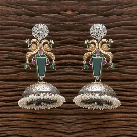 Oxidised German Silver Earring With 2 Tone Plating