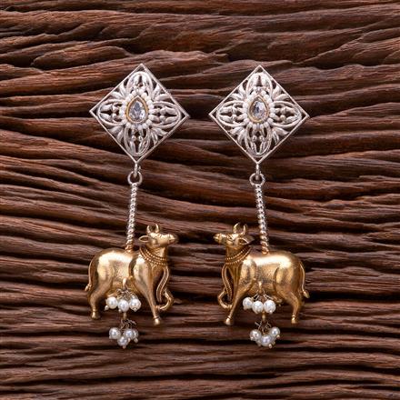 Oxidised Classic Earring With 2 Tone Plating