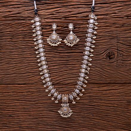 Oxidised Long Necklace With 2 Tone Plating