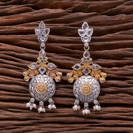 Oxidised Peacock Earring With 2 Tone Plating