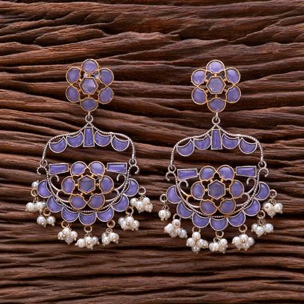 Oxidised Pearl Earring With 2 Tone Plating