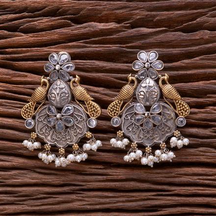 Oxidised Peacock Earring With 2 Tone Plating