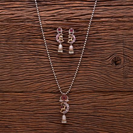Oxidised Classic Pendant Set With 2 Tone Plating