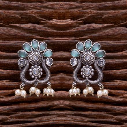 Peacock Earring With Oxidised Plating