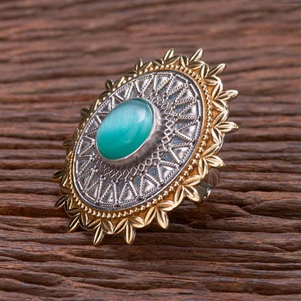 Oxidised Adjustable Ring With 2 Tone Plating
