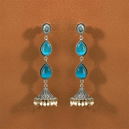 Pearl Jhumki With Oxidised Plating
